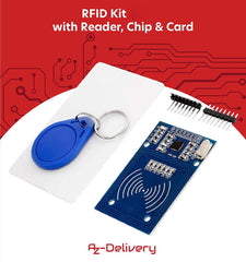 AZDelivery RFID Kit - MFRC522 Compatibel with RC522 RF IC Card Reader Sensor Module, RFID Chip Key Ring and S50 Card 13.56MHz I2C IIC SPI, Compatible with Arduino and Raspberry Pi including E-Book!