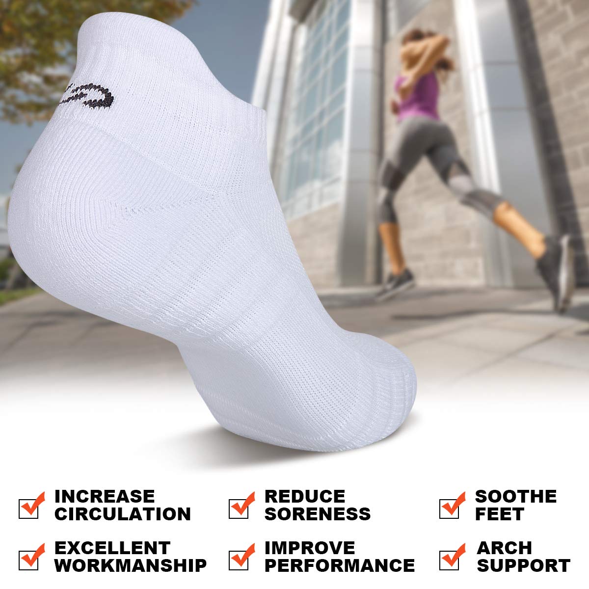 coskefy Running Socks Thick Cushion Ankle Socks Anti-Blister Cotton Trainer Socks Short Athletic Sports Socks for Men Women (6 Pairs)