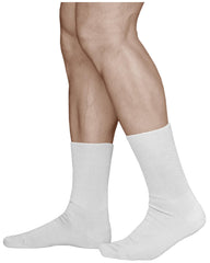 vitsocks Men's Extra Wide Loose Fitting Diabetic Socks (3 PAIRS) Swollen Feet Ankles Legs, white, 8-9