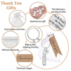 Zuimei 36 Pcs Thank You Keychain Gifts,Thank You Keyring Inspirational Keychain Appreciation Gifts Leaving Gifts with Thank You Card Organza Bags for Colleague Employee Teacher Nurse