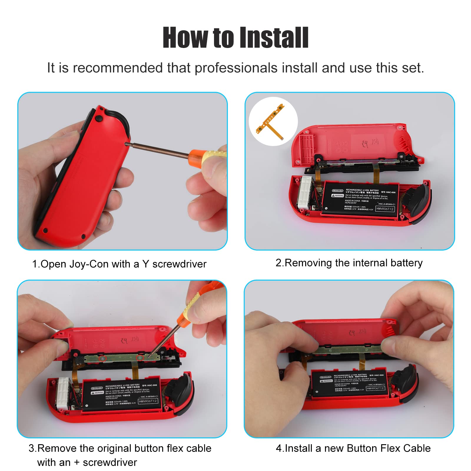 EEEKit 2 Pcs SL and SR Button Key Flex Cable,SL/SR Sync Button Ribbon Flex Cable with Screwdriver Set Compatible with Nintendo Switch joy-Con Controller