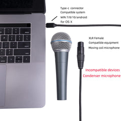 Zunate USB C to XLR Female Cable, USB C Microphone Cable USB C to XLR Audio Connector Low Noise HIFI Stereo Audio Cable Plug and Play for Smartphones, Tablet, Laptop (3m)