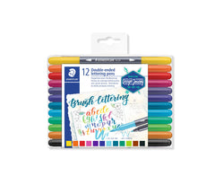 STAEDTLER 3004 TB12 Design Journey Double-Ended Brush Lettering Pens - Assorted Colours (Pack of 12)