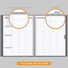 Appointment Book 2024-2025 - July 2024 to June 2025 with Times, Appointment Diary 2024-2025 A4 Week to View Hourly Planner in 15 Minutes, 21.8 x 29 cm, Soft Leather Cover