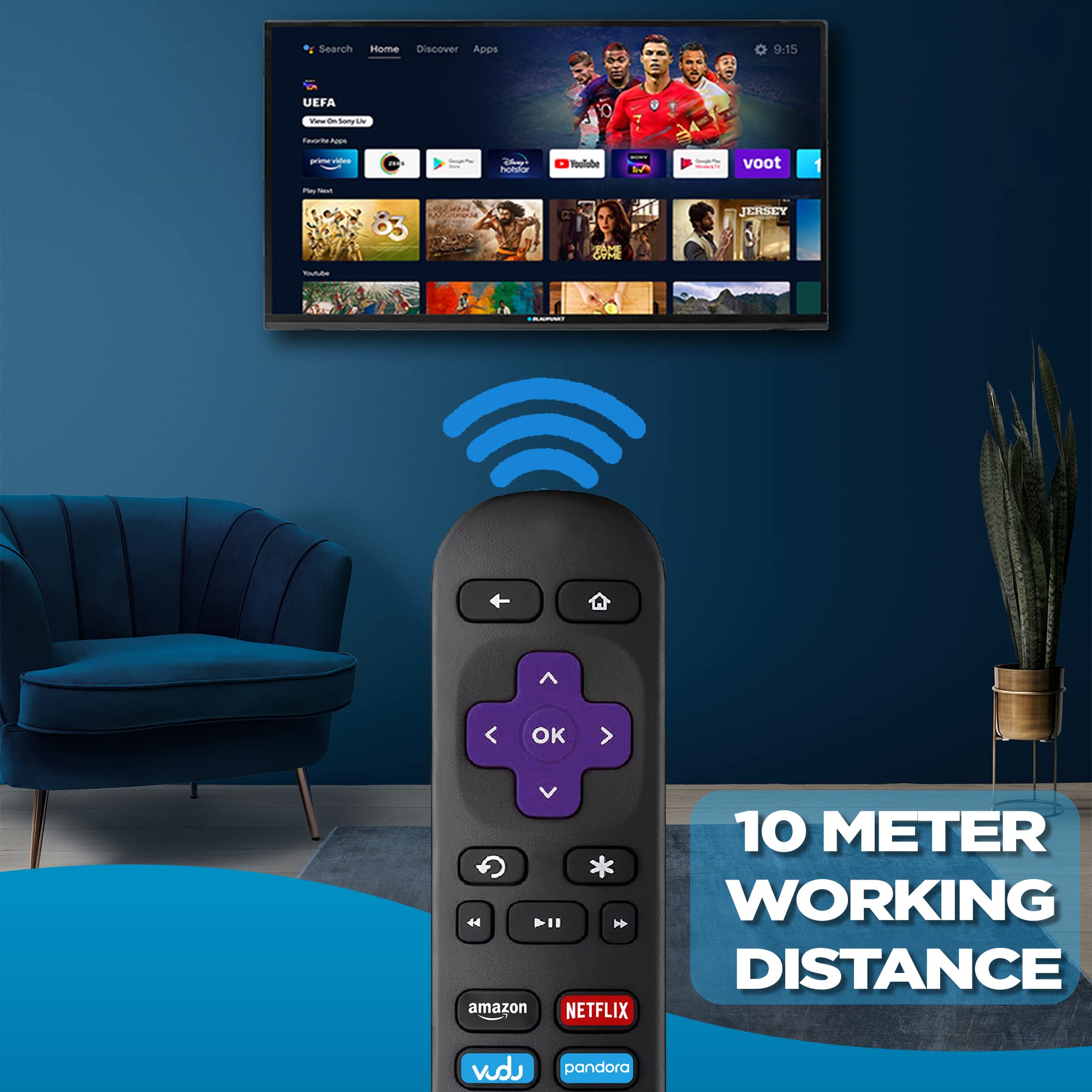 Roku Remote Control Replacement For Roku 1, Roku 2, Roku 3, Roku 4, Roku Lt, Hd, Xd, Xs, Roku Premiere, And Roku Ultra, Roku Tv Remote Replacement Has 6 Streaming Buttons And No Setup Need Roku Remote