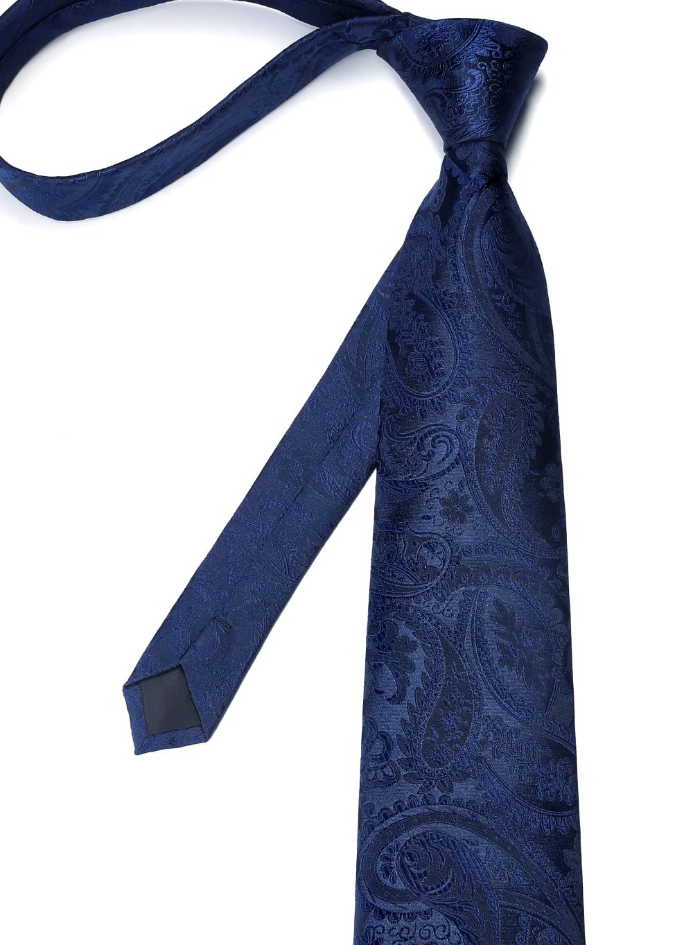 Enlision Mens Navy Paisley Tie and Pocket Square with Tie Clip Set Business Formal Wedding Ties for Men Necktie & Handkerchief & Tie Pin Sets,Navy