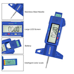 GODESON Blue Digital Tyre Tread Depth Gauge UK,0-25.4 Mm Inch Tyre Guage Digital with Large LCD Display and Blue Tyre Depth Gauge Measuring tool for Cars,Trucks,Moto