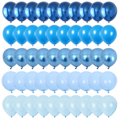 AOLOA Blue Balloon Set - 60PCS 12 Inches Metallic Chrome Blue Pearl Blue Latex Balloons with Ribbons for Bridal Shower, Blue Wedding, Baby Shower, Blue Birthday Party Ombre Decor
