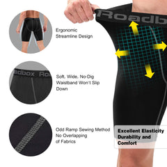 Roadbox Compression Shorts Men, Base Layer Shorts, Quick-Drying Fabric Protect Leg Skin, for Running, Gym, Shorts, Cycling, Rugby