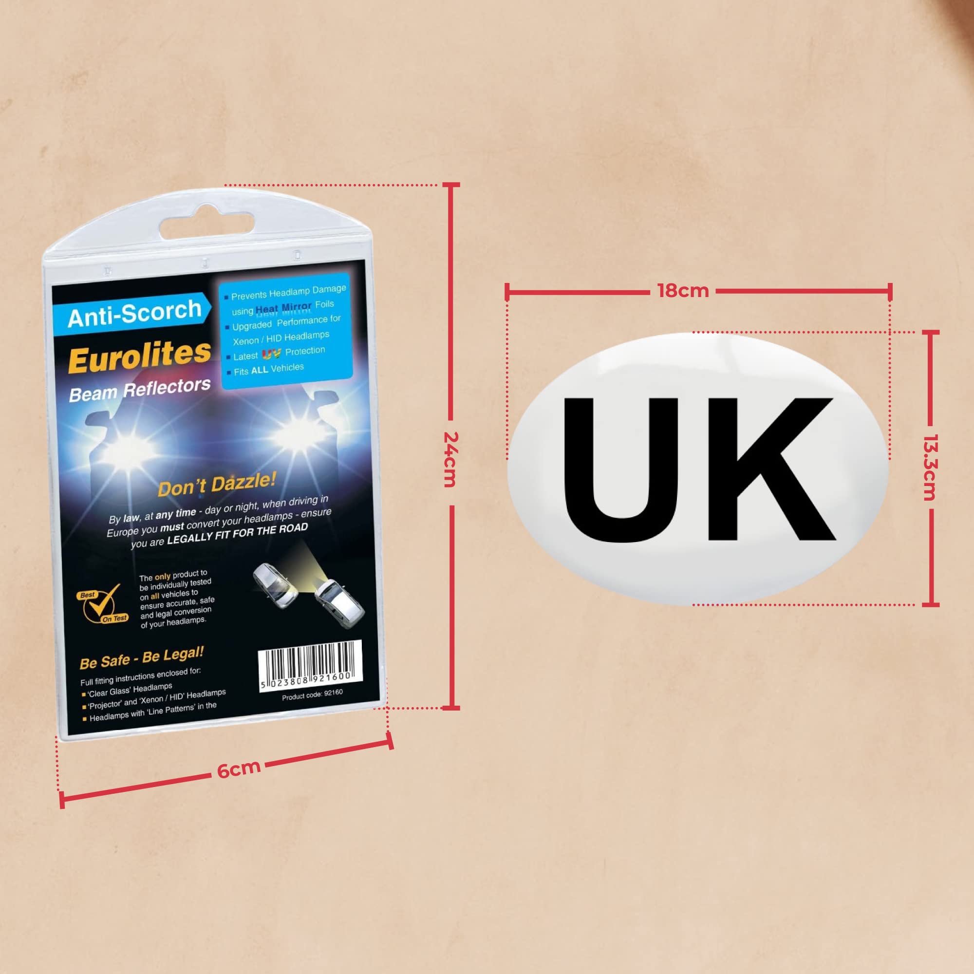 GADLANE Eurolites Deflectors Headlamp Beam Adaptors Converters Magnetic UK Plate for Driving in Europe - UK Identifier Required for Cars/Vehicles Travelling to Europe