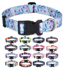 Mihqy Dog Collar for Small Dogs, Cute Small Medium Large Dog Pet Collar Cat Collar, with Floral Patterns, Soft Adjustable for Boy Girl Female Male Puppy Dog Collar(Purple & Pink Floral,XS)