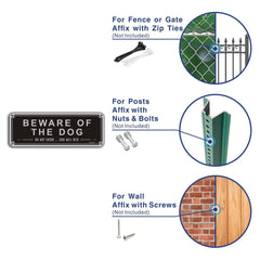 Beware Of The Dog Sign 3.5'' x 9.8'' Aluminum Do Not Enter Signs for Gates Dog Will Bite Sign Outdoor Gate Safety Sign Pack of 2