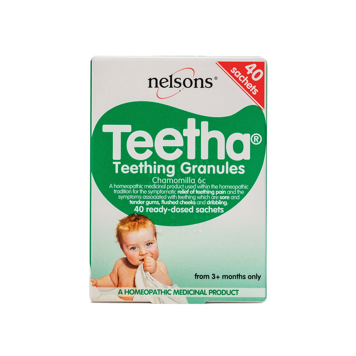 Teetha Baby Teething Granules, 40 Sachets, 3and Months, 6c Chamomilla, Homeopathic Relief For Soothing & Calming Teething Symptoms, System-Booster For Babies & Toddlers