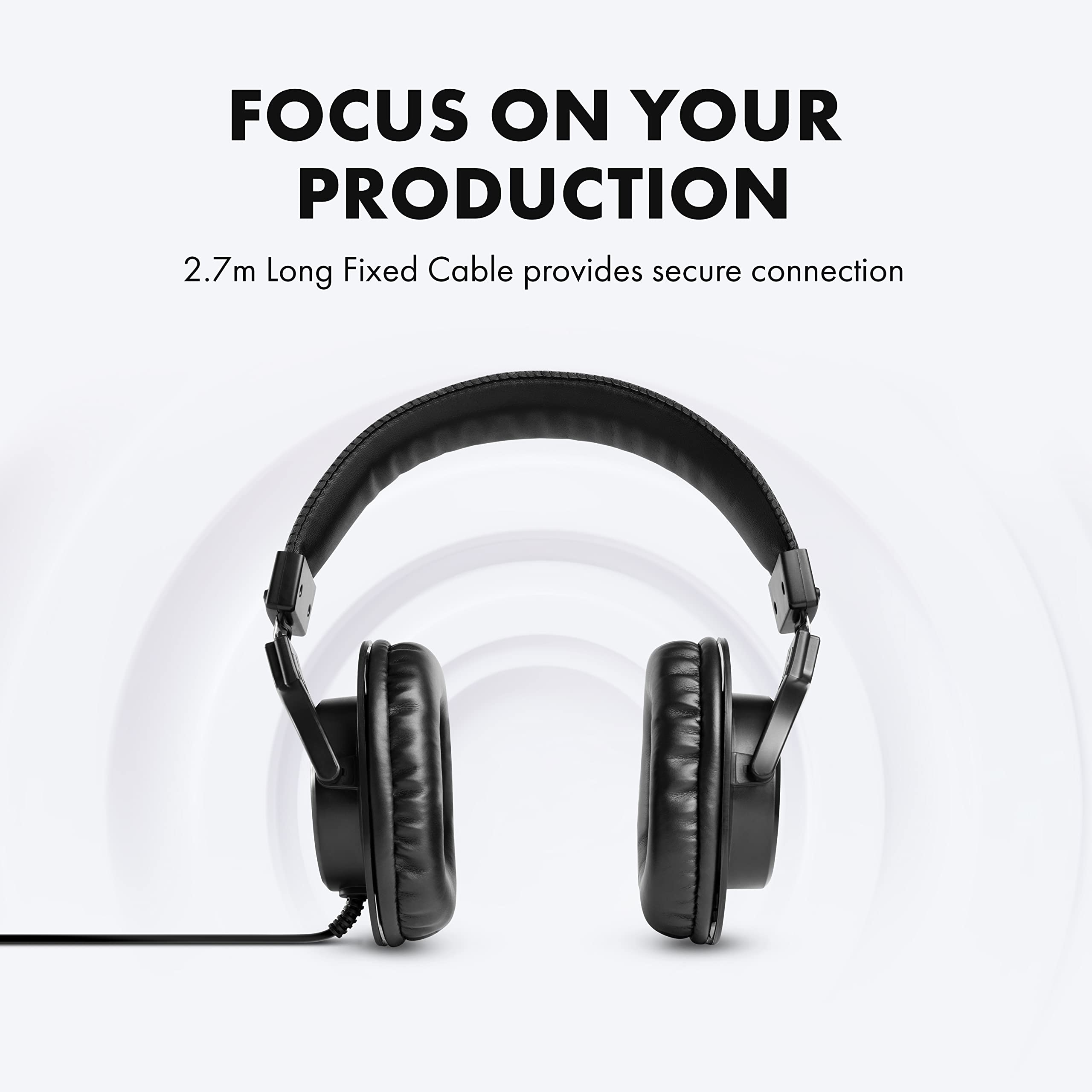 M-Audio HDH40 – Over Ear Studio Headphones with closed back design, flexible headband and 2.7m cable for studio monitoring, podcasting and recording