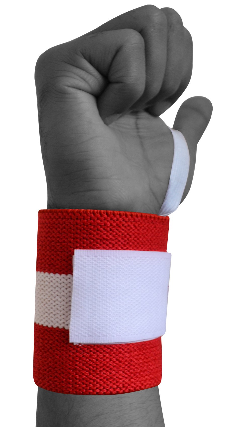 AQF Power Weight Lifting Wrist Wraps Supports Gym Training Fist Straps - Sold as Pair & One Size Fits All (Red)