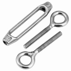 HSEAMALL 10 PCS M4 Turnbuckle Eye and Eye,304 Stainless Steel Turnbuckles Strainer Wire Tensioner Rope Cable Tension