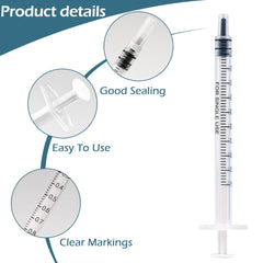 20Pcs 1ml Colostrum Syringe Plastic Syringes With Caps No Needle for Refilling and Measuring Liquids, Scientific Labs, Plant Watering, Pet Feeding ,Glue Applicator