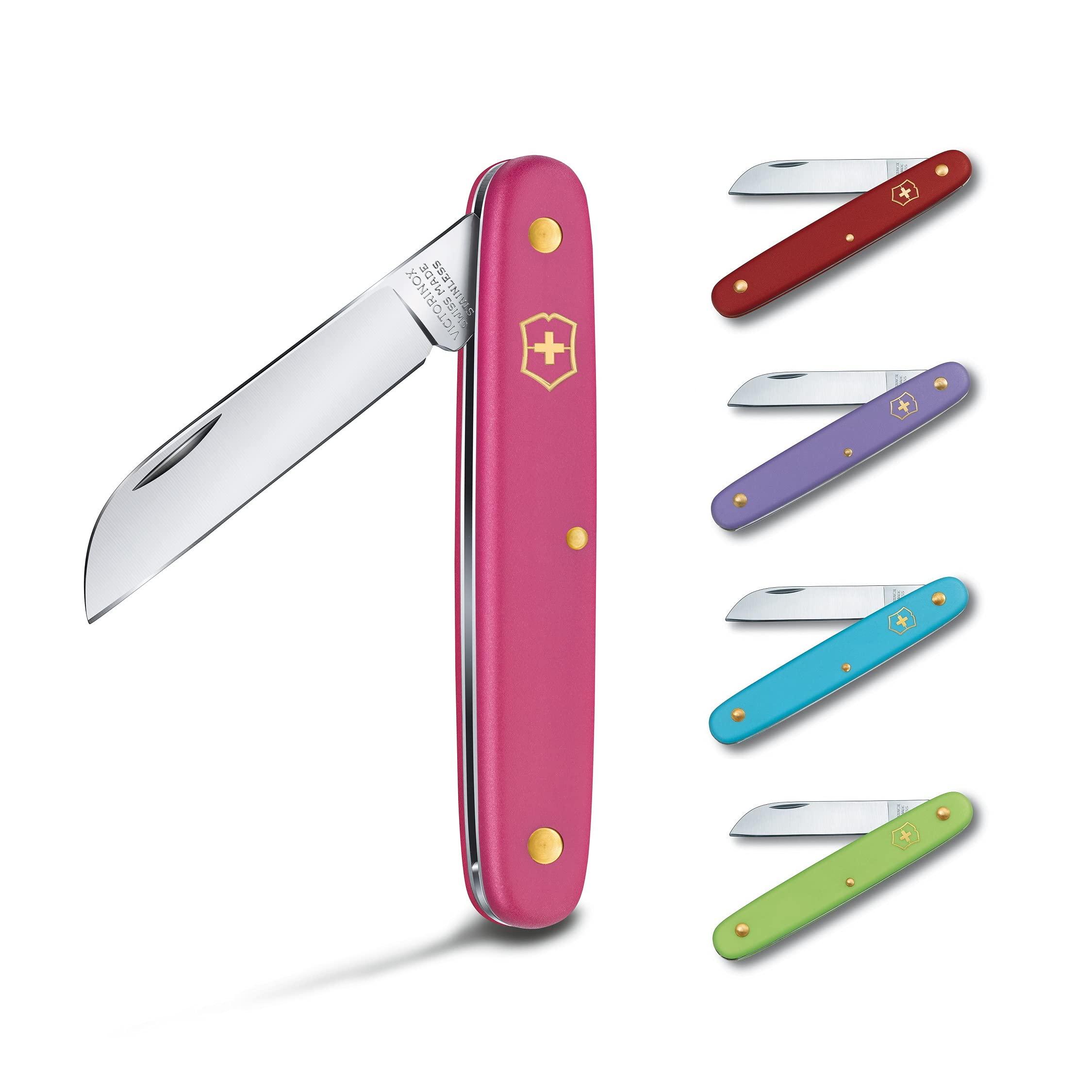 Victorinox Garden Floral Knife, Swiss Made, Straight Blade, Stainless Steel, Red