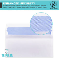 Triplast 20 x DL White Self Seal Security Envelopes (Size: 110x220mm)   Fully Opaque, Self Sealing & Printer Safe Mailing Paper Envelopes   Ideal for Everyday Home, Office & Commercial Use