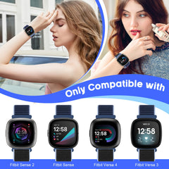 WNIPH Nylon Strap Compatible with Fitbit Versa 3/Fitbit Versa 4/Fitbit Sense 2/Fitbit Sense,Sport Loop Adjustable Replacement Wristband for Fitbit Versa 4/Versa 3/Sense 2/Sense for Women Men