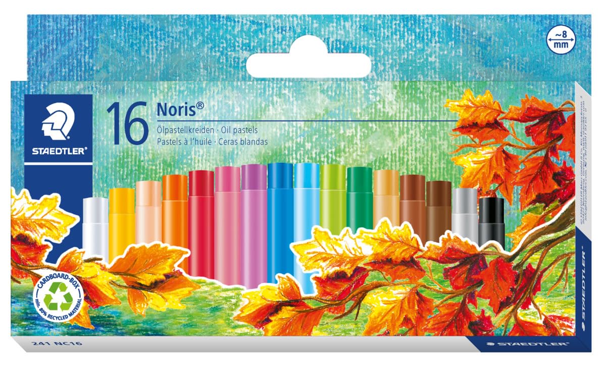 STAEDTLER 241 NC16 Noris Oil Pastel 8 mm - Assorted Colours (Pack of 16)