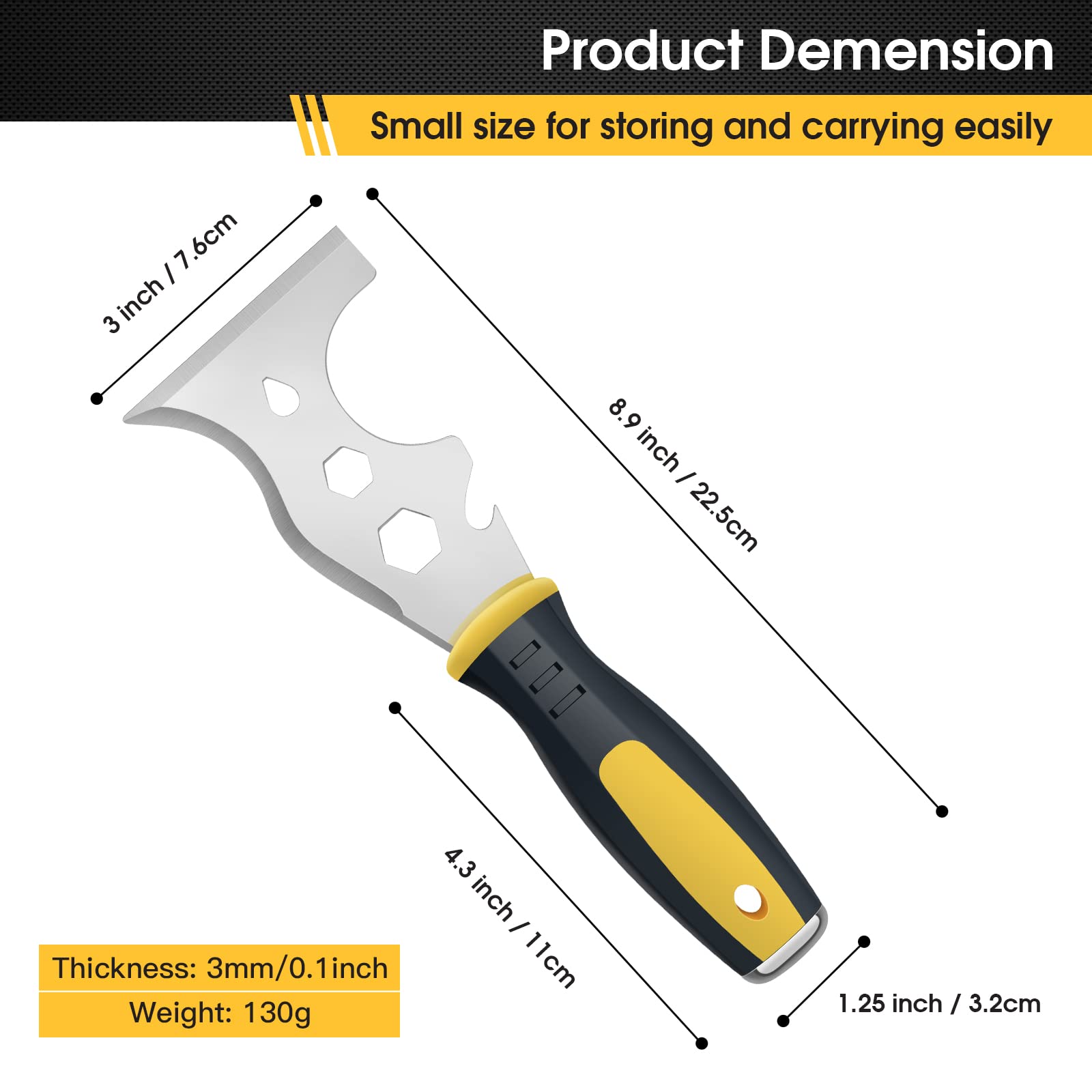 suokoun Scraper Tool, Stainless Steel 13-in-1 Painters Tool, Professional Multi Paint Stripper Tool Includes Paint Roller, Straight Scraper, Curved Scraper and More