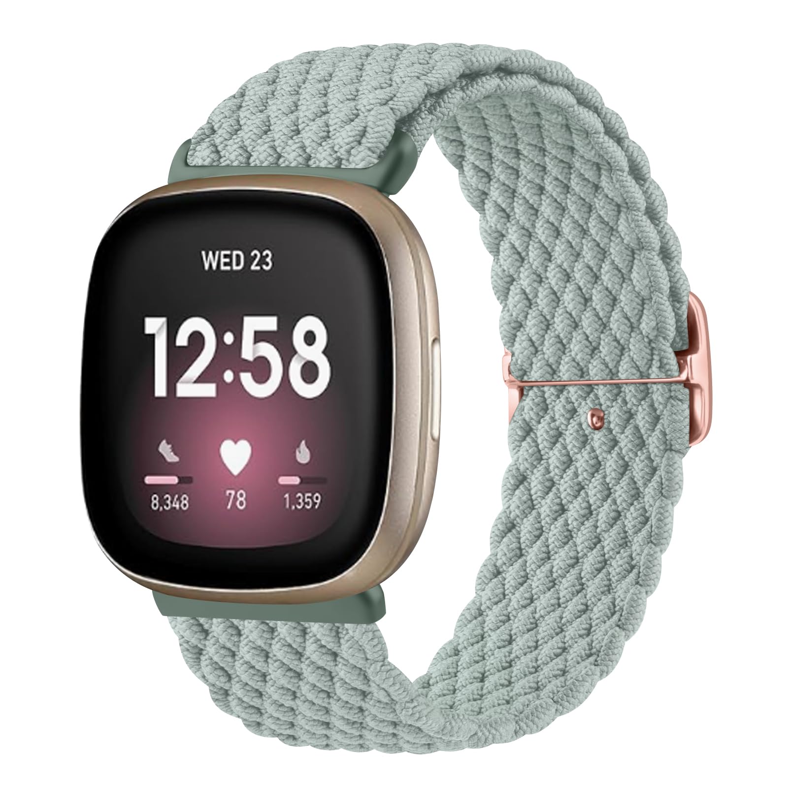 Elastic Nylon Straps Compatible with Fitbit Versa 4 Strap/Fitbit Versa 3 Straps/Fitbit Sense Strap/Fitbit Sense 2 Strap for Women Men,Stretchy Band for Fitbit Sense 2/Versa 3/Versa 4 (Light Green)