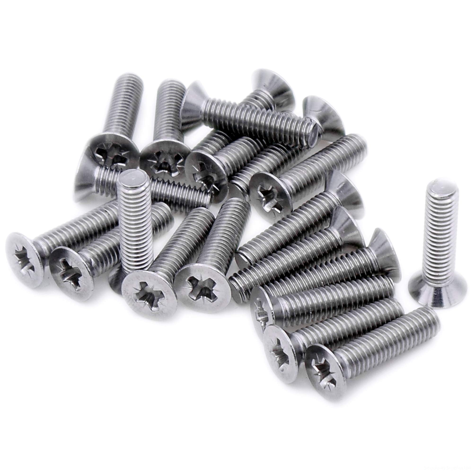 M4 (4mm x 90mm) Pozi Countersunk Machine Screw (Bolt) - Stainless Steel (A2) (Pack of 10)