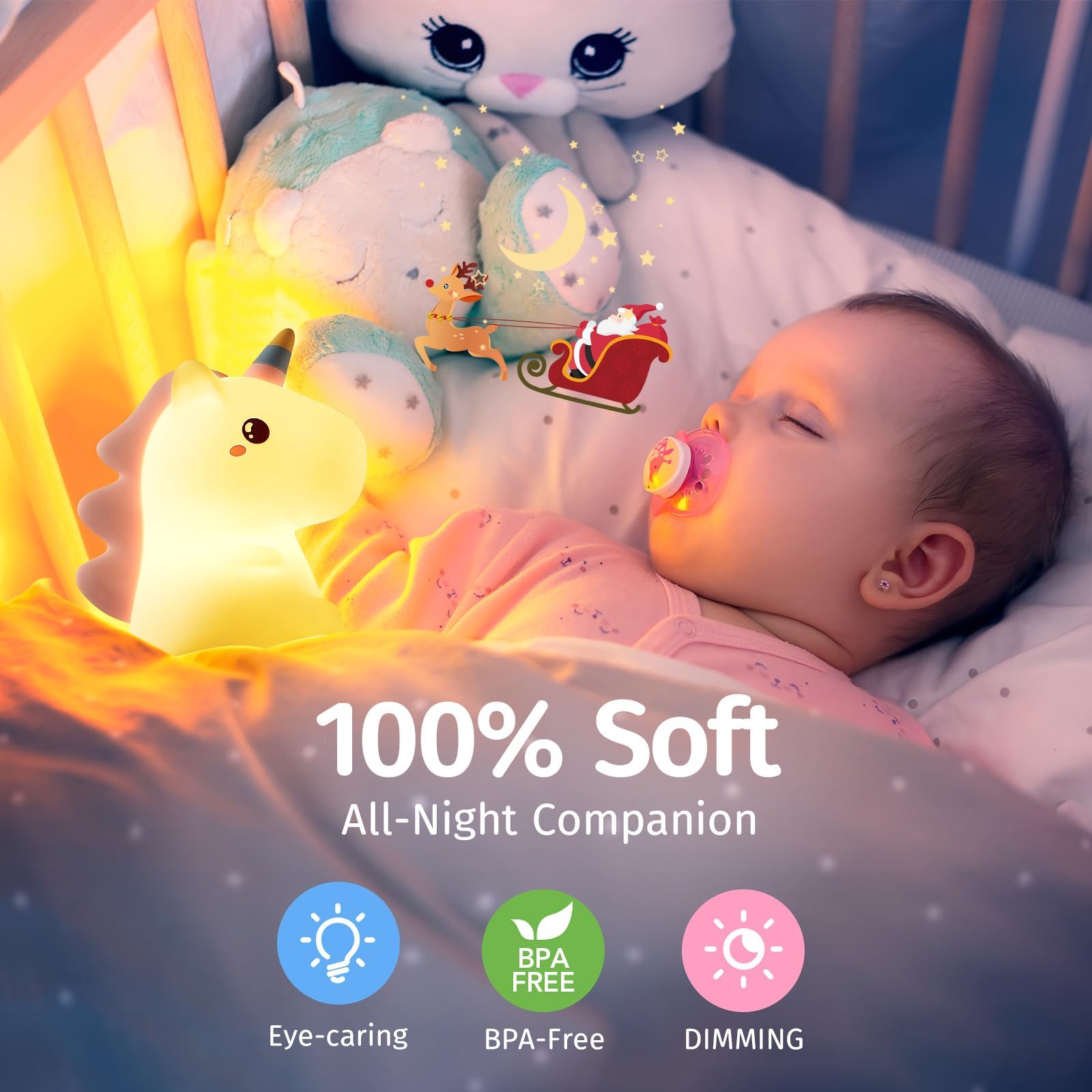 Unicorn Night Light Kids, 16 Colour Changing Baby Night Light, Silicone Kids Night Light Bedroom, Kawaii Unicorn Gifts for Girls Night Light Lamp, Nightlights for Children Nursery Decor Newborn [TAP]