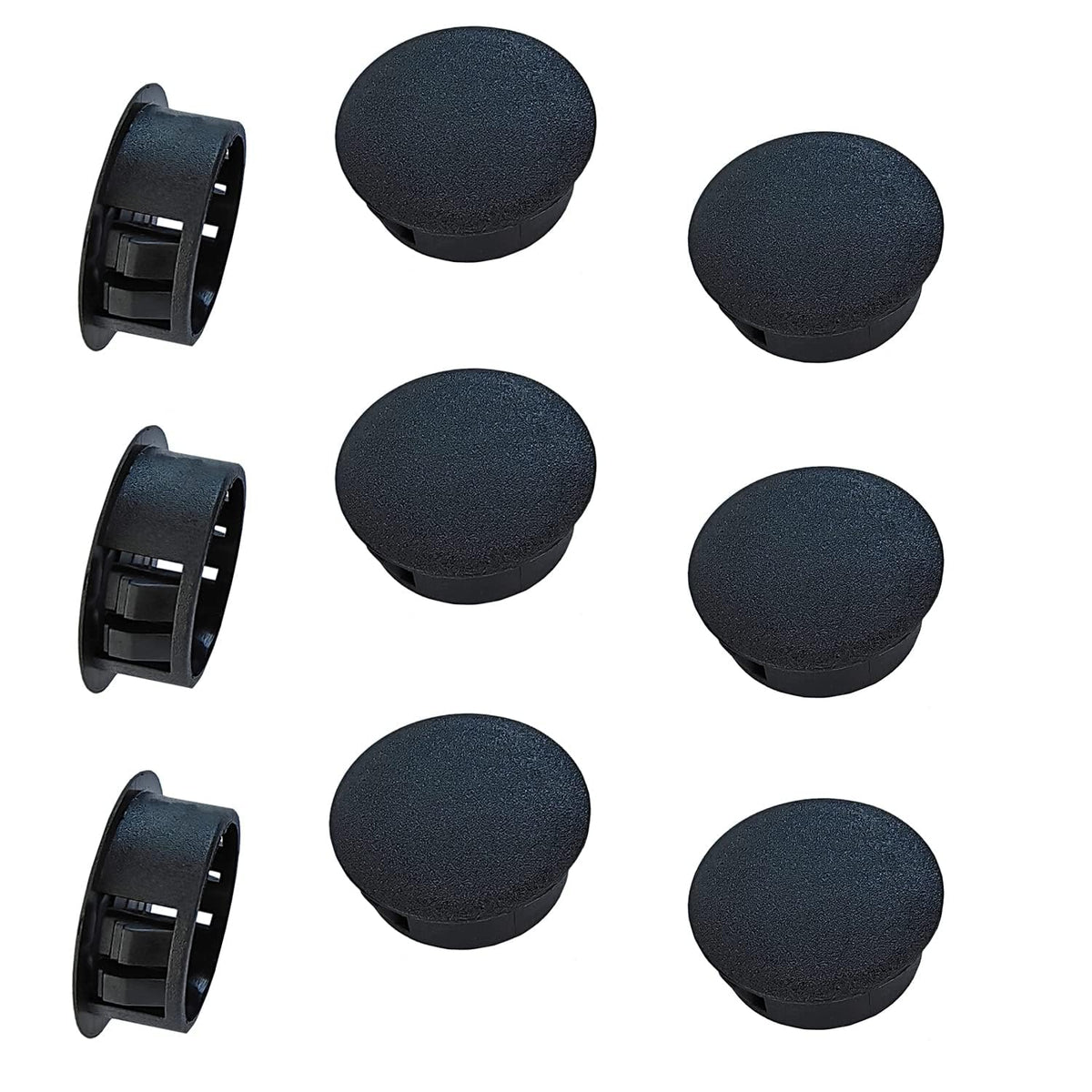 Qrity 10 Pcs Plastic Hole Plugs, 28mm Round Button Plugs, Snap on Type Screw Cap, Furniture Hole Plugs, Drilling Cover Caps Screw Hole Plugs Black for Cabinet Desk Table Chair Cupboard Wardrobe