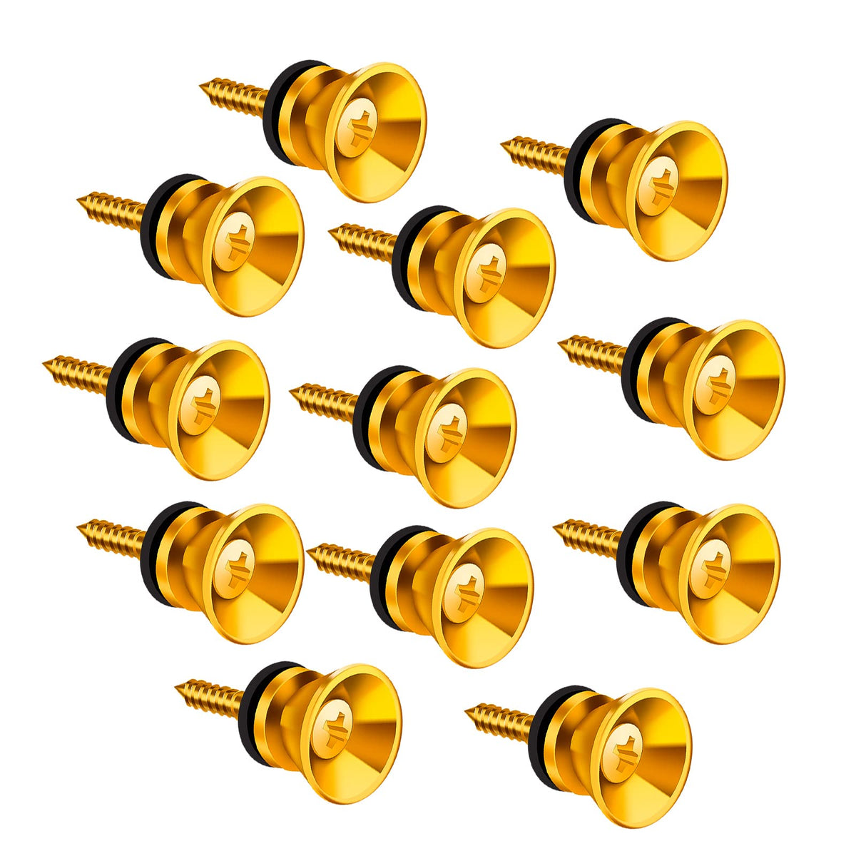 LUTER 12PCS 0.5x1.0 inch Guitar Strap Buttons and Locks Set, Strong Metal Guitar Strap End Pins with Screws and Rubber Blocks for Bass Ukulele Acoustic Electric Classical Guitar (Gold)