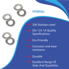 M5 Stainless Steel Washers, Form A Thick Flat washer Grade A2 (304) Stainless Steel. Various Quantities M5 x 50 Pack