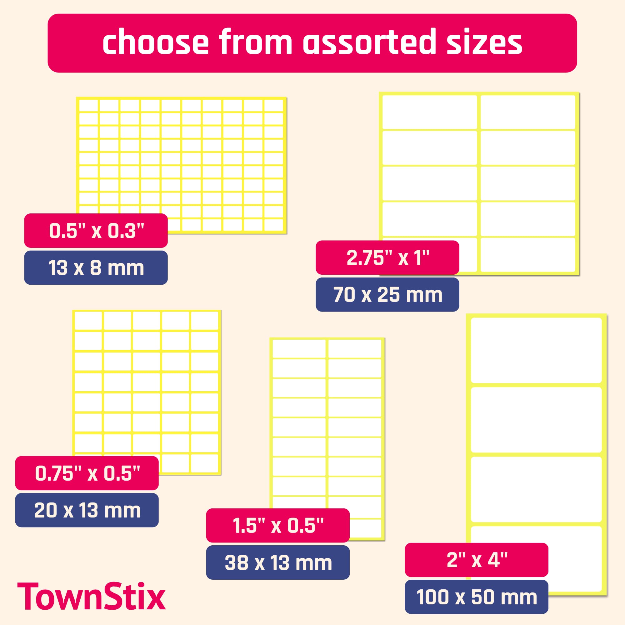 3000 Pack, 20 x 13 mm, - White Sticky Labels Price Stickers