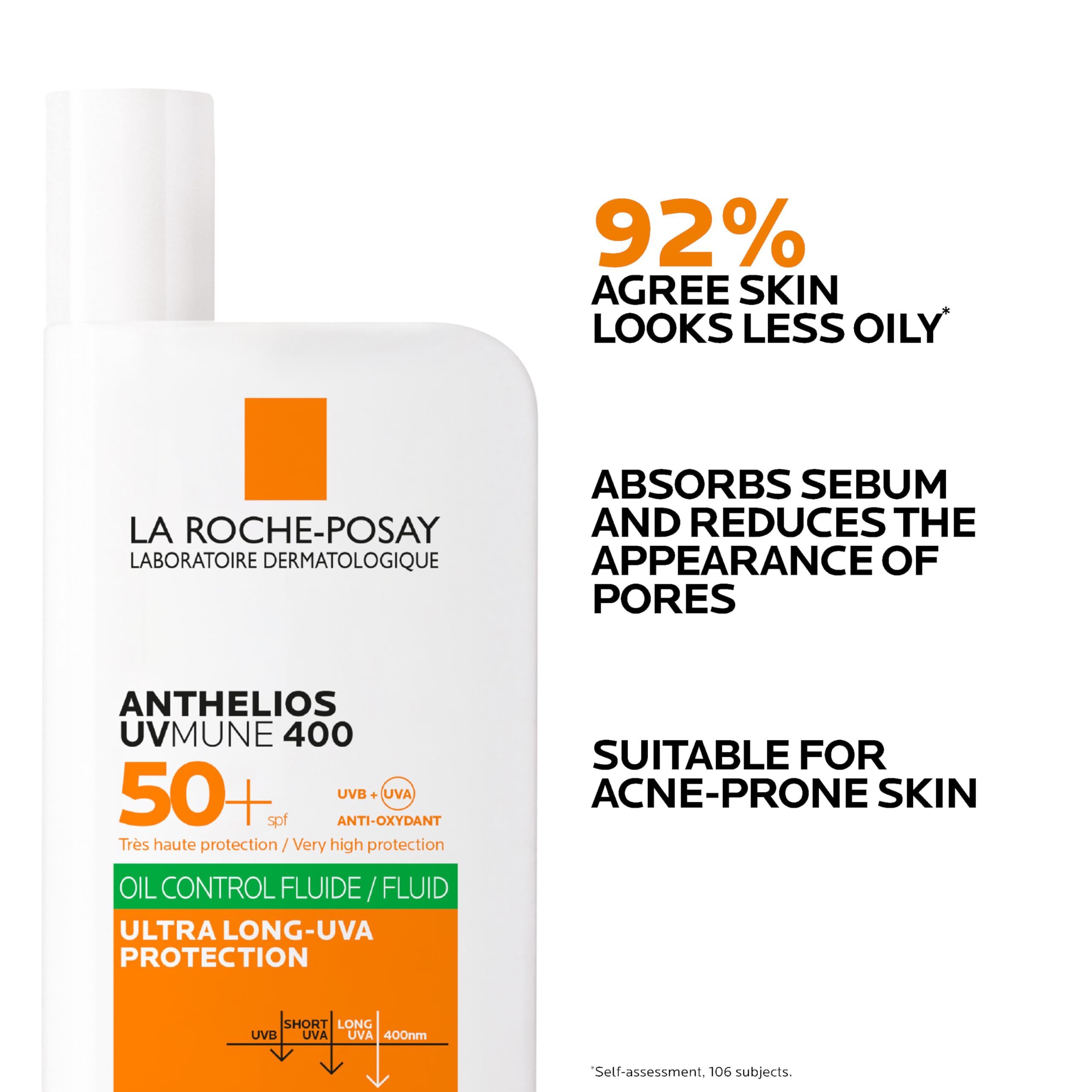 La Roche-Posay Anthelios Uvmune 400 Oil Control Invisible Fluid SPF50and For Oily, Blemish-Prone Skin