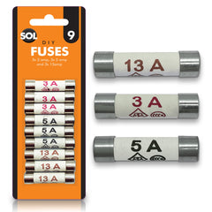 9pcs Fuses Mixed Household UK   13 Amp Fuses UK   5 Amp Fuses UK   3 Amp Fuses UK   Ceramic Tube Fuses   Household Domestic Main Plug Fuses   13a Fuse 5a Fuse 3a Fuse Assortment Kit   Fuse Cartridge