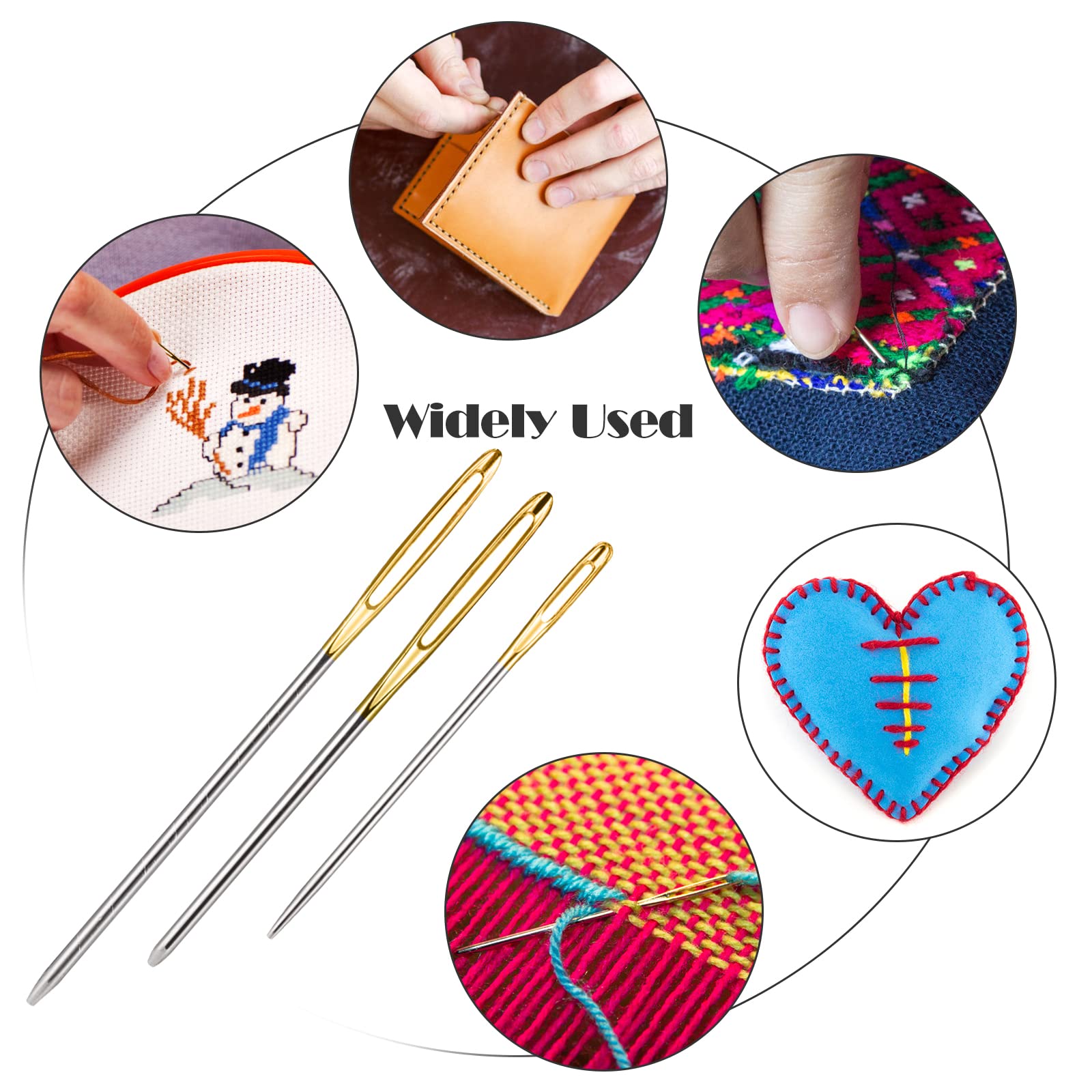 Redamancy Large Eye Blunt Needles, 15 Pcs 3 Sizes Sewing Needles, Metal Darning Needles, Clear Tube Sewing Needles Set, for Yarn Knitting Sewing or DIY Crafting, 5.1 cm, 6.1 cm, 6.9 cm