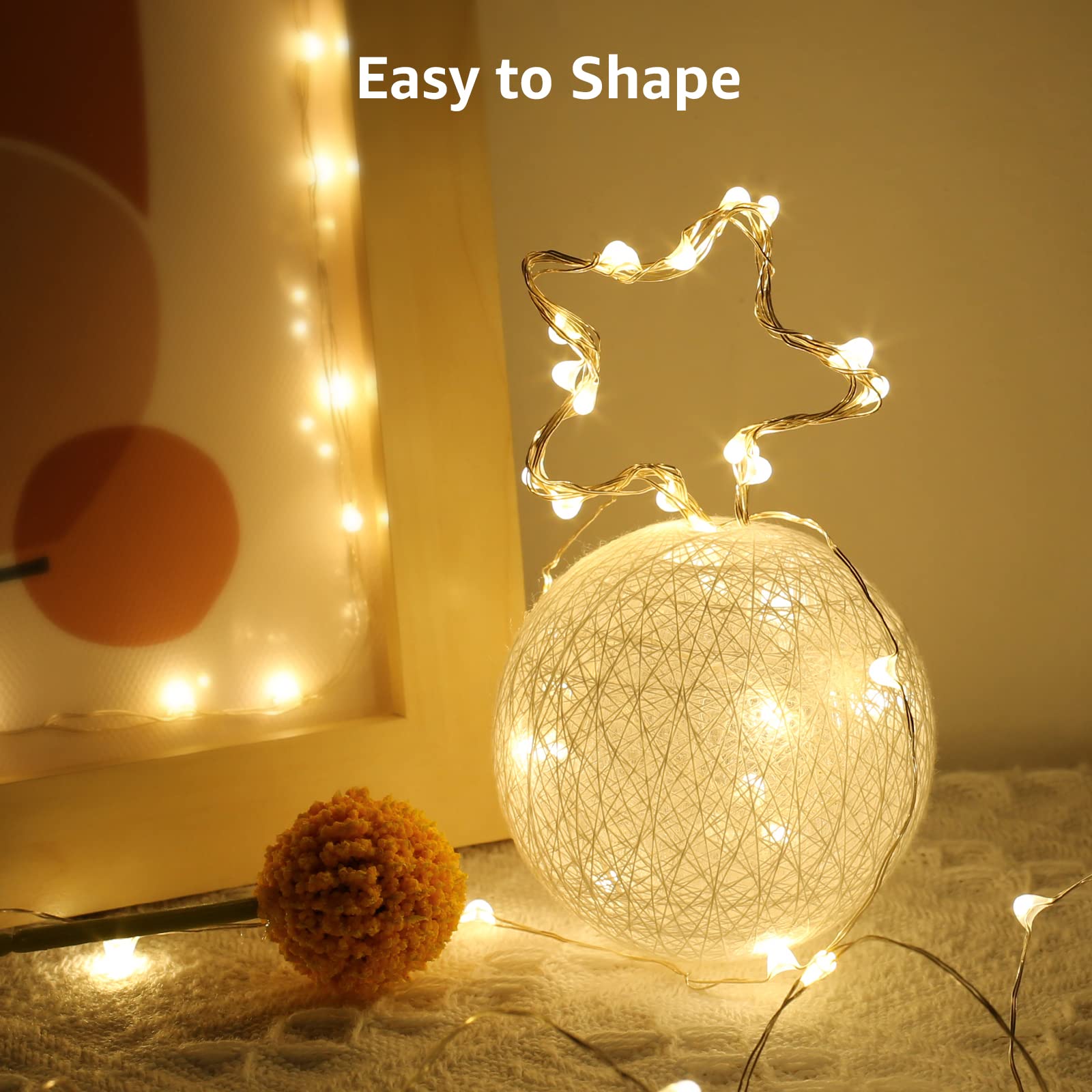 LE Battery Fairy Lights, 1M 20 LED Small Fairy Lights, Warm White Christmas Lights, Battery Powered Mini Copper Wire Lights for Halloween, Christmas Tree, Party, Table Decorations, Pack of 8