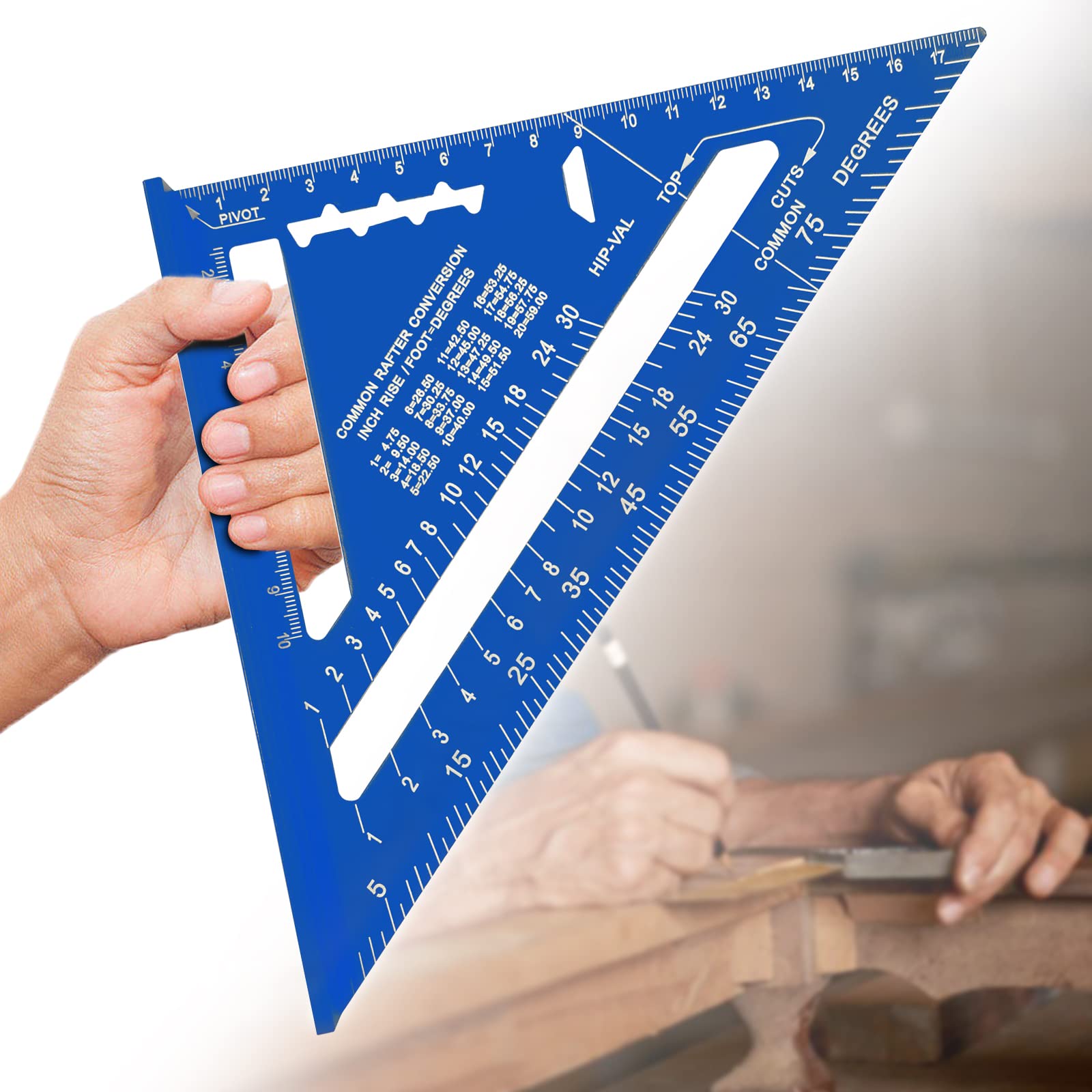 Senbaler 7 inch Carpenters Speed Square Metric,Roofing Rafter Square, Thickened Aluminum Alloy Triangle Ruler Protractor,Layout Tool Kit for Builders Joiners