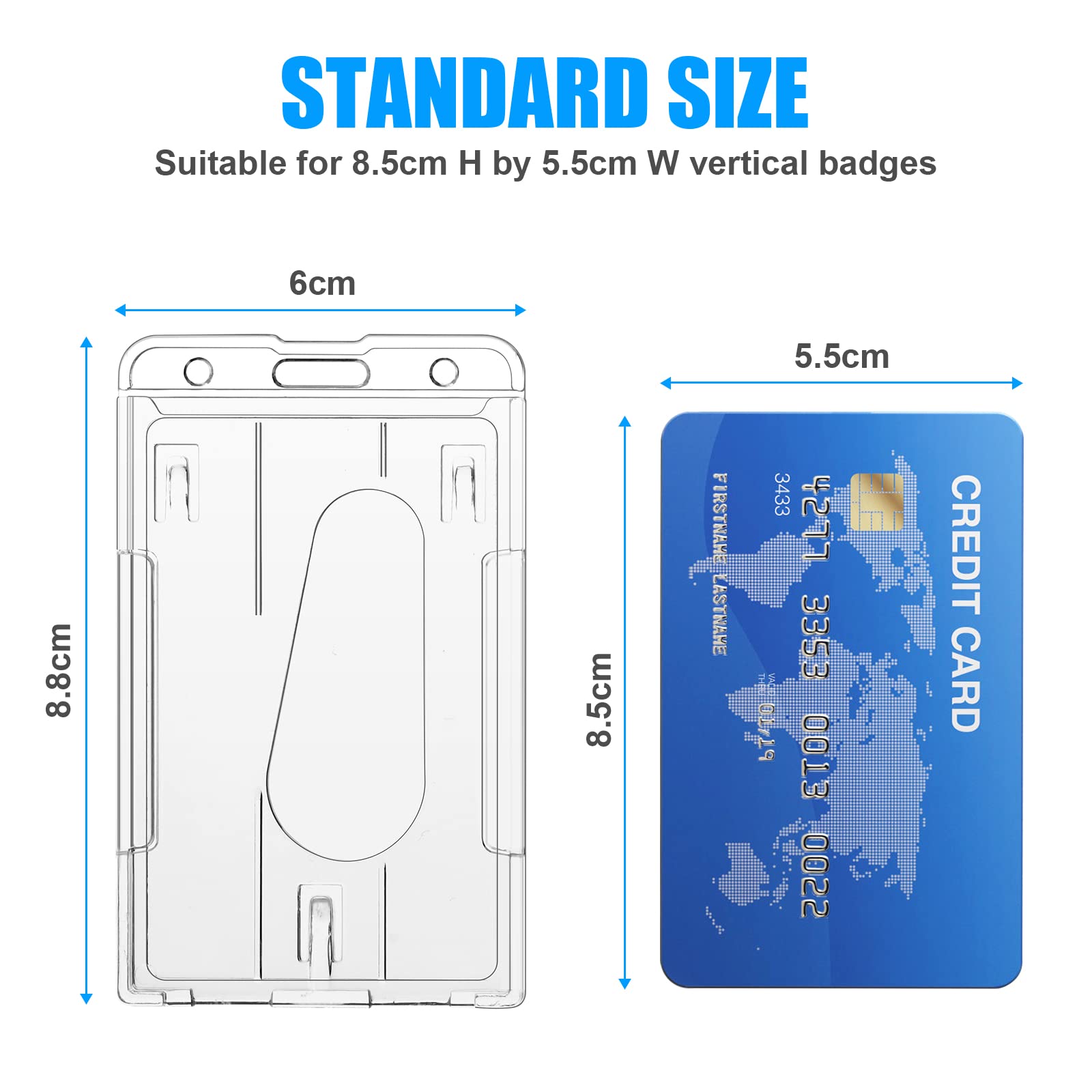 Vicloon Vertical 2-Card Badge Holder, 4pcs Hard Plastic ID Credit Card, Clear Badge Holders ID Card Badge Holder for Office School IDs Credit Cards Driver’s Licenses and Passes