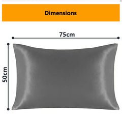 My home store Satin Pillow Cases 2 Pack - Charcoal Silk Pillowcase for Hair and Skin - Standard Size with Hypoallergenic Envelope Closure, 50 x 75 cm