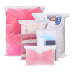 24 Pcs Reusable Ziplock Bags,Travel Clothes Storage Bags,Plastic Hospital Bag Organiser Pouches,Essentials Frosted Resealable Waterproof Luggage Bags for Clothes,Maternity,Shoes, Cosmetics,5 Sizes