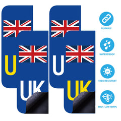 UK Car Stickers, Pack of 4 European Road Legal UK Car Number Plate Vinyl Stickers for Replace GB Stickers after BREXIT