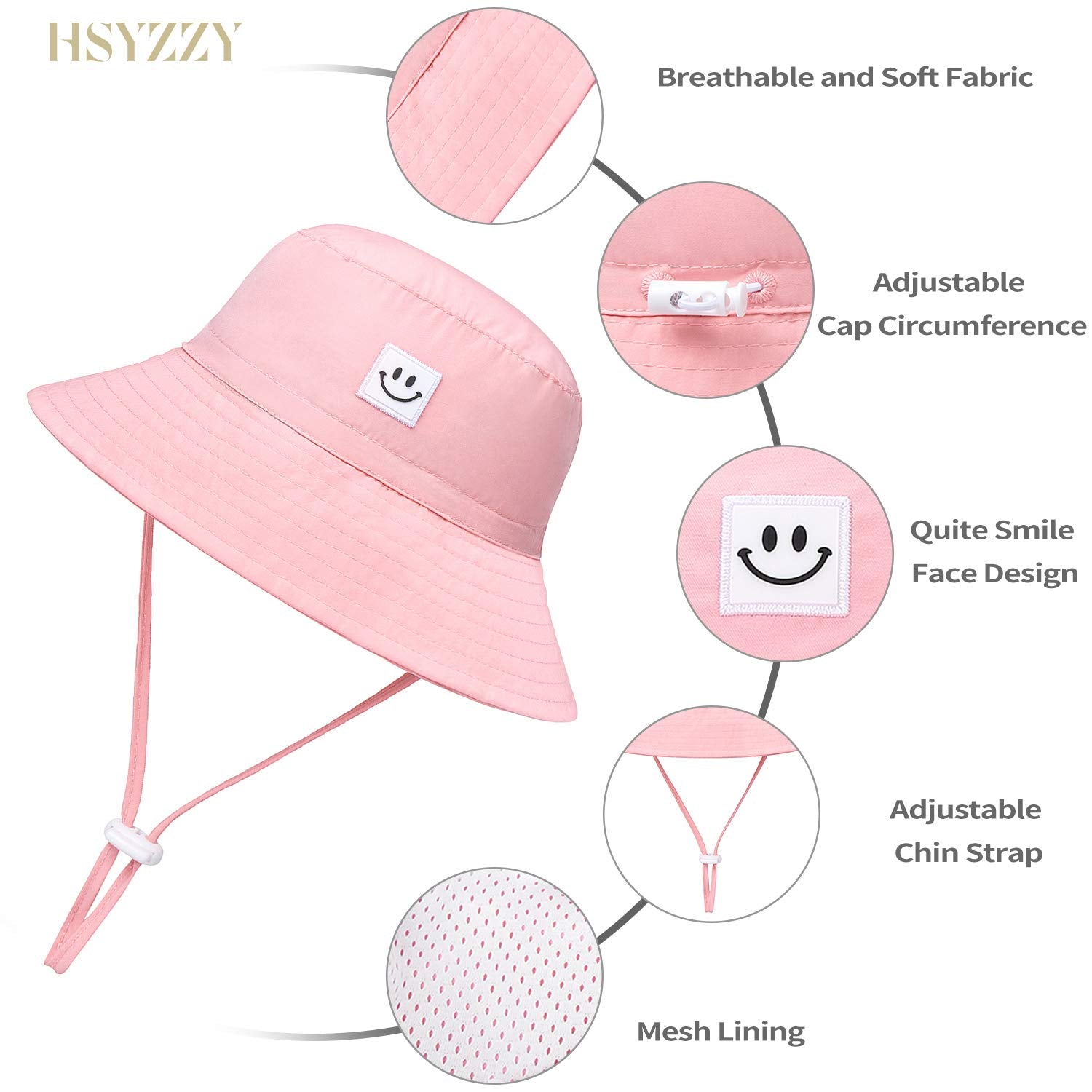 HSYZZY Baby Sun Hat Smile Face Toddler UPF 50and Sun Protective Bucket hat Nice Beach hat for Baby Girl boy Adjustable Cap - - 0-6 Months