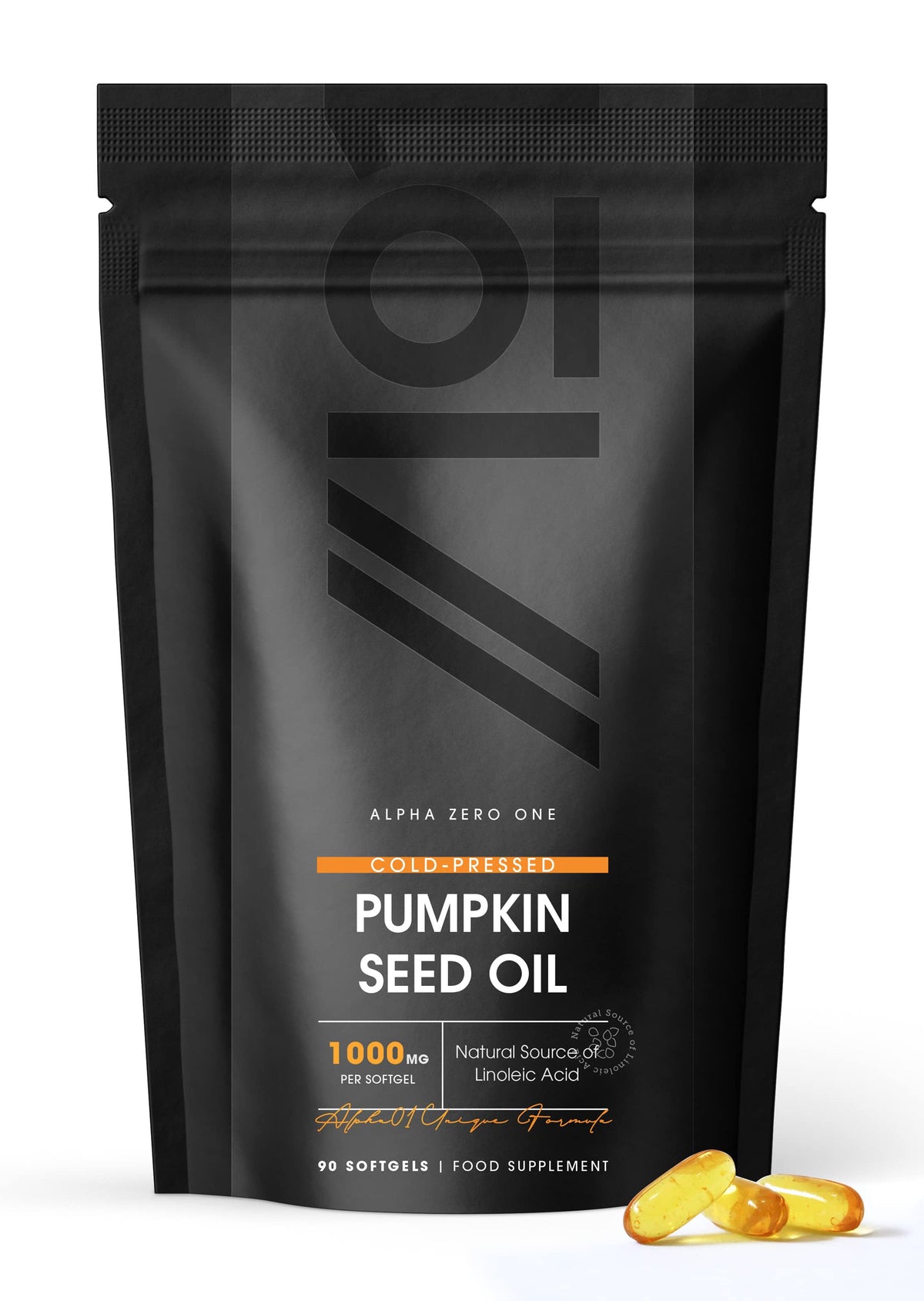 Pumpkin Seed Oil 1000mg - 90 Softgels - 100% Cold Pressed - No Additives (3 Months Supply) by Alpha01