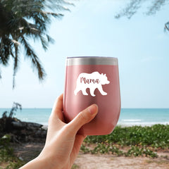 Livole Mothers Day Presents for Mum, New Mum, Mummy, Women, Mum Birthday Gifts from Son, Mama Bear Mug, Mum Christmas Gifts, 12oz Insulated Coffee Travel Mug, Double Walled Wine Tumbler, Rose Gold