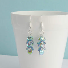 Mermaid Tail Dangle Earrings (Blue/Silver, sterling-silver)