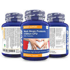 Probiotic 6 Billion Multi-Strain Live Bio Cultures Complex with Prebiotic, 60 Vegetarian Capsules.