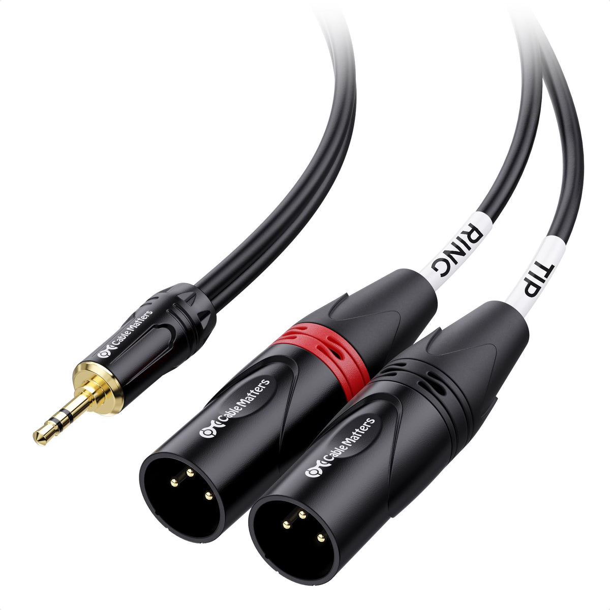 Cable Matters 1/8 Inch 3.5mm Mini Jack to XLR Stereo Cable 3 m, XLR to Mini Jack Cable, Male to Male Aux to Dual XLR Breakout Cable, 3.5mm Jack to Dual XLR Male Y-Splitter Cable