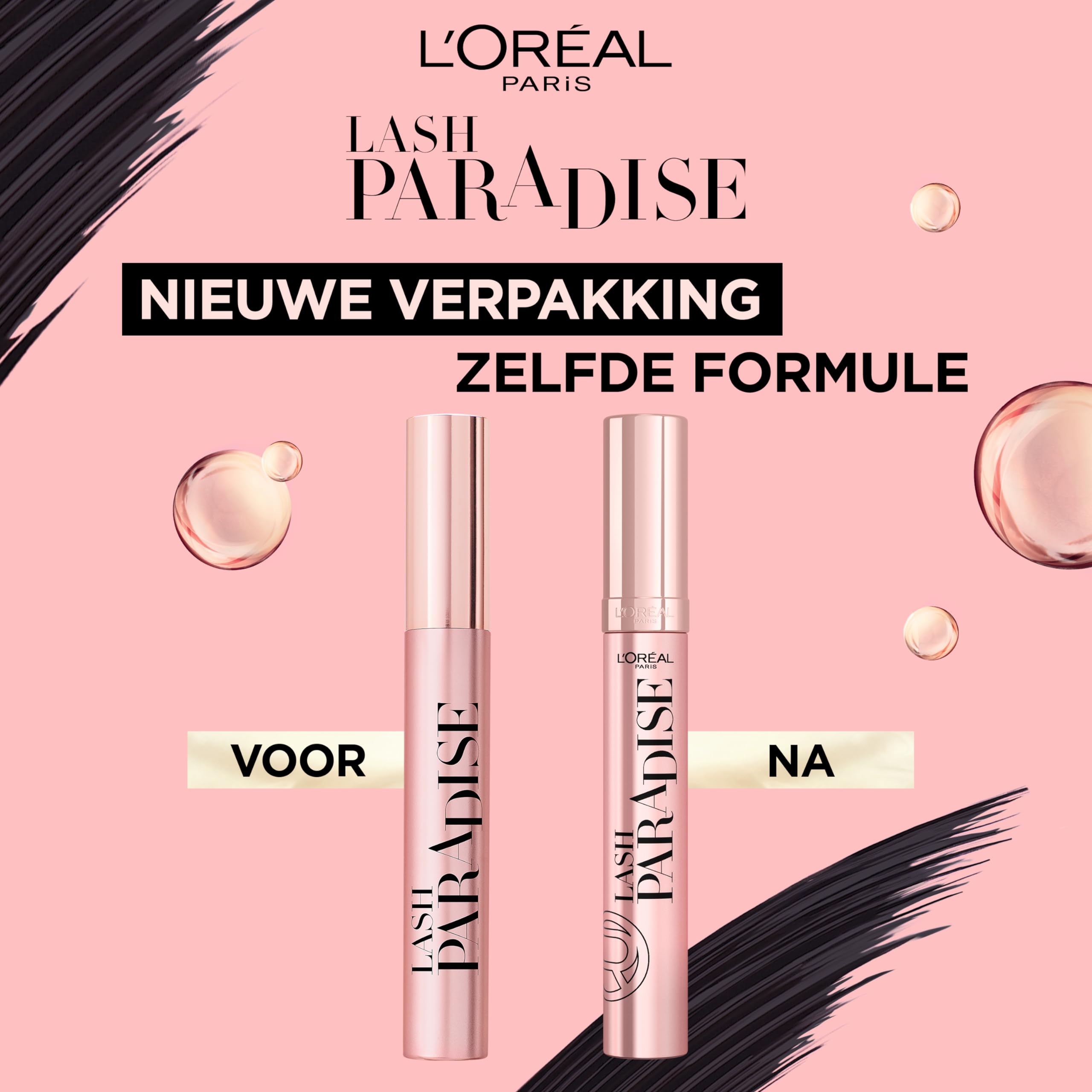 L'Oréal Paris Intense Volume Mascara, Volumising and Lengthening, Infused with Castor and Floral Oils to Condition Eyelashes, Suitable for Sensitive Eyes, Soft Fibre Brush, Lash Paradise, Black