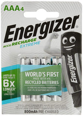 Energizer Rechargeable Extreme AAA 800mAh Batteries - Pack of 4